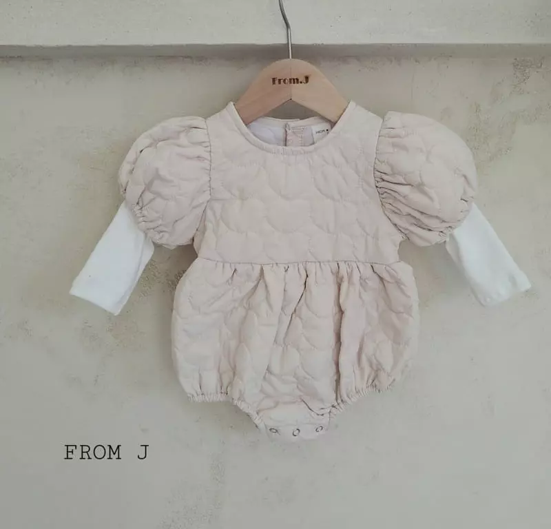 From J - Korean Baby Fashion - #babyboutique - Heart Quilting Bodysuit - 2