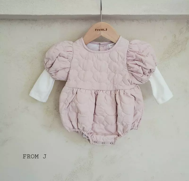 From J - Korean Baby Fashion - #babyfever - Heart Quilting Bodysuit - 6