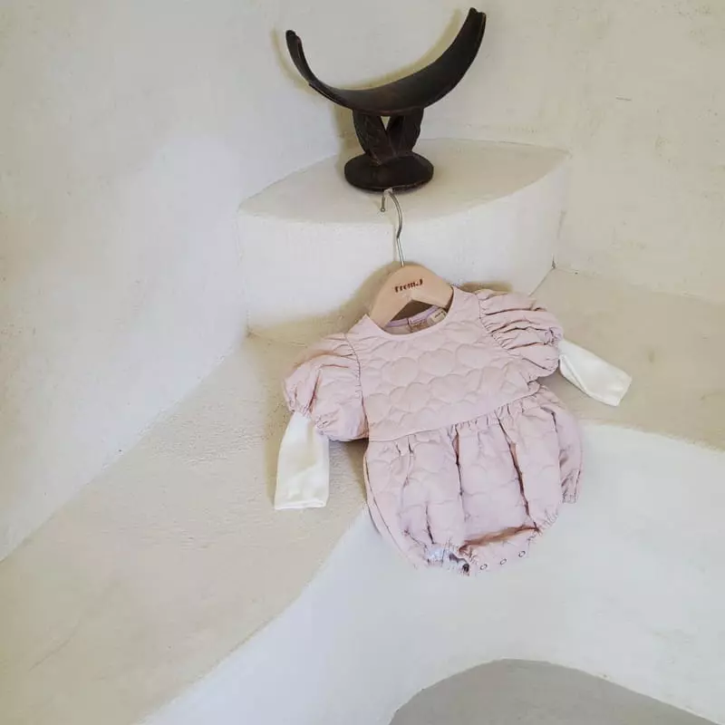 From J - Korean Baby Fashion - #babyoutfit - Heart Quilting Bodysuit - 12