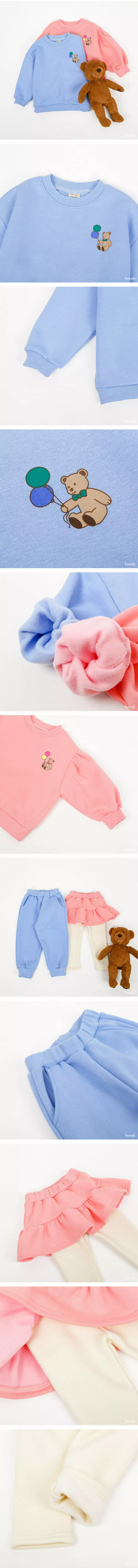 Hanab - Korean Children Fashion - #toddlerclothing - Balloon Bear Fleece Top Bottom Set - 3