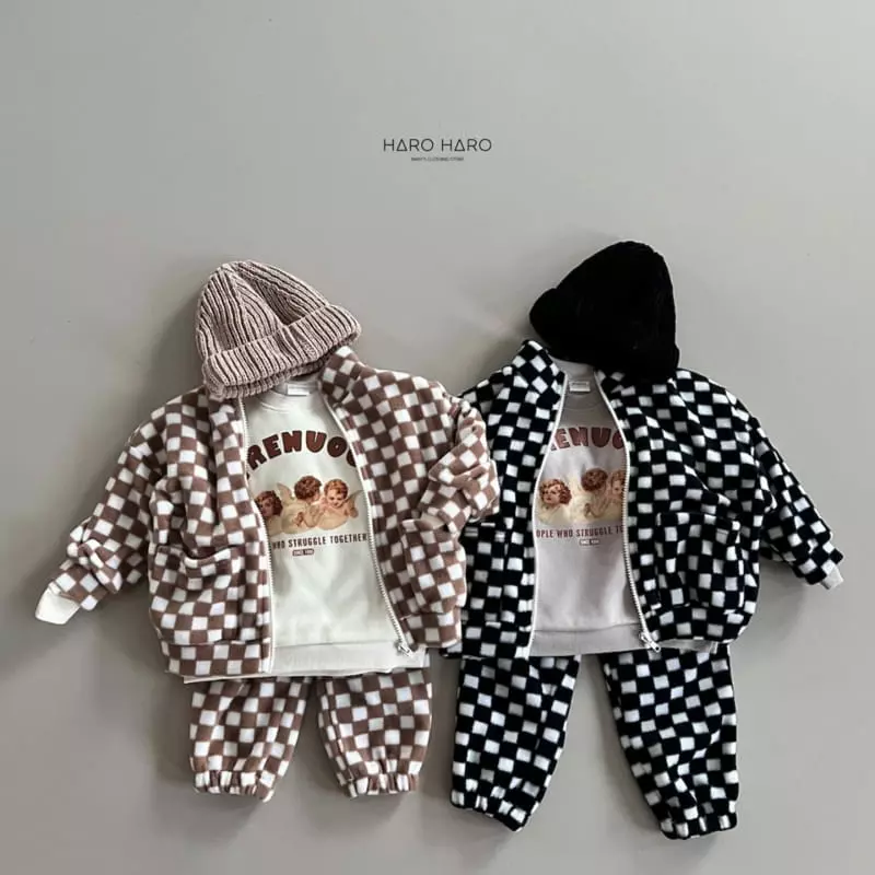 Haro Haro - Korean Children Fashion - #kidsshorts - Check Fleece Pants - 11