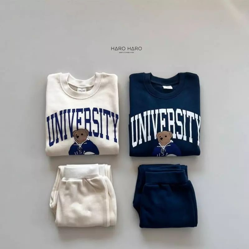 Haro Haro - Korean Children Fashion - #littlefashionista - University Fleece Top Bottom Set - 3
