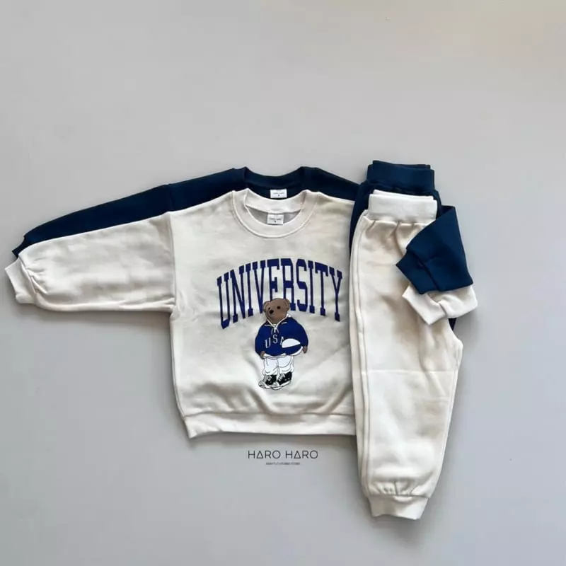 Haro Haro - Korean Children Fashion - #littlefashionista - University Fleece Top Bottom Set - 4