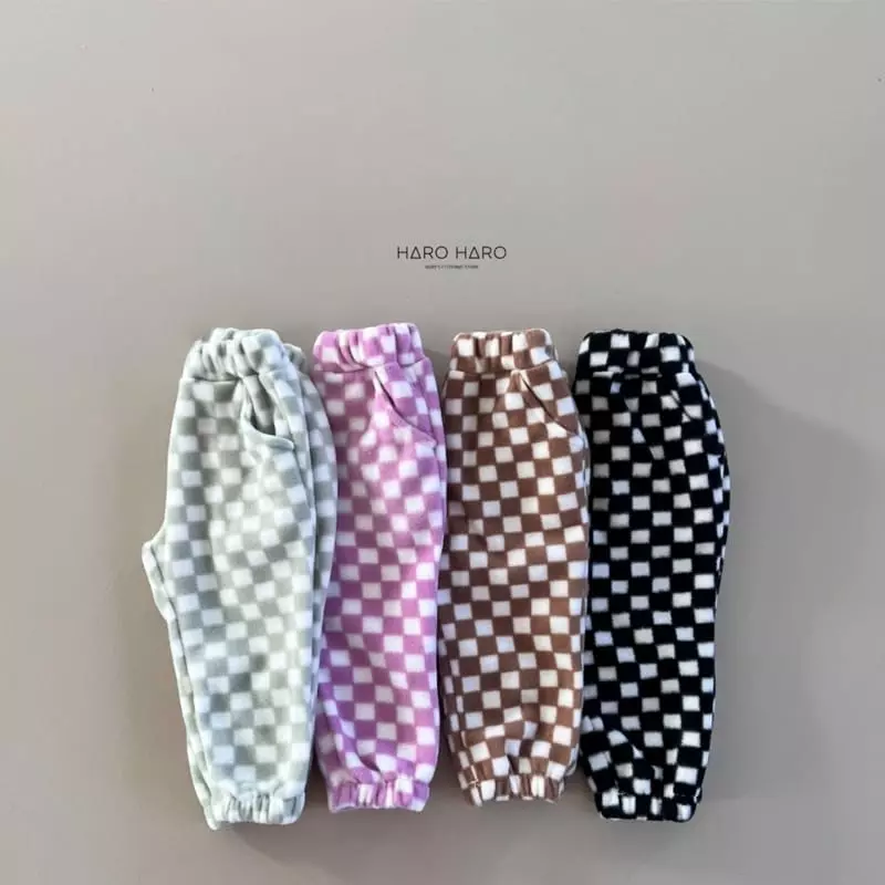 Haro Haro - Korean Children Fashion - #minifashionista - Check Fleece Pants