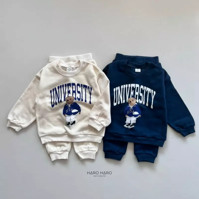 Haro Haro - Korean Children Fashion - #prettylittlegirls - University Fleece Top Bottom Set - 6