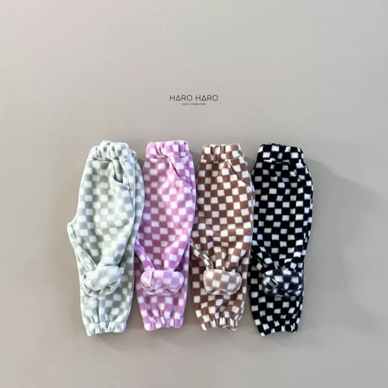 Haro Haro - Korean Children Fashion - #todddlerfashion - Check Fleece Pants - 3