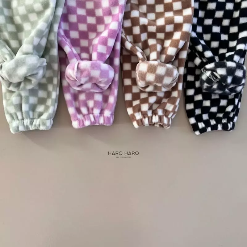 Haro Haro - Korean Children Fashion - #todddlerfashion - Check Fleece Pants - 4