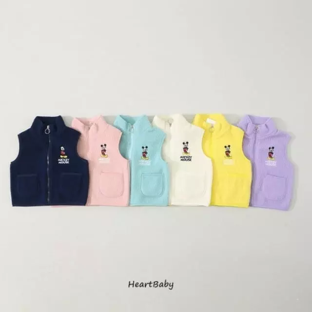 Heart Baby - Korean Children Fashion - #childrensboutique - Mickey Fleece Vest