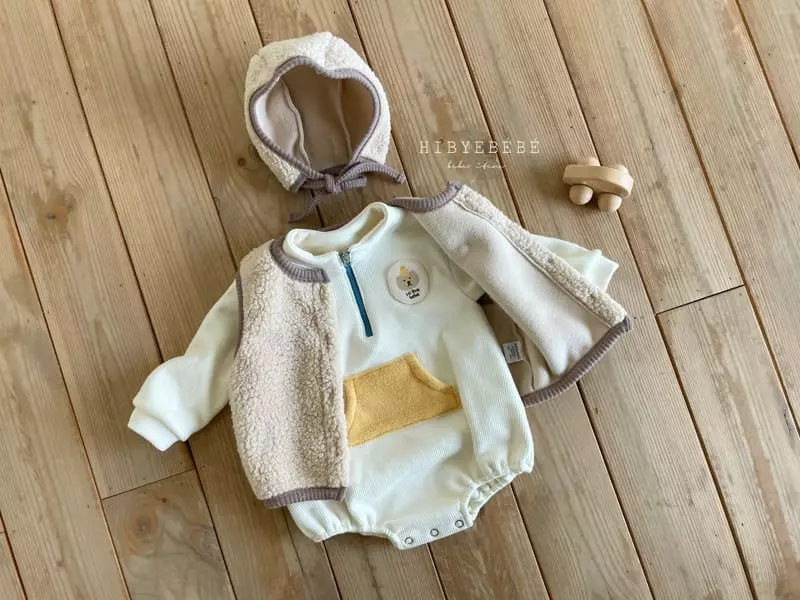 Hi Byebebe - Korean Baby Fashion - #babygirlfashion - Bear Half Neck Rib Bodysuit