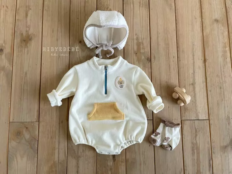 Hi Byebebe - Korean Baby Fashion - #babylifestyle - Bear Half Neck Rib Bodysuit - 2