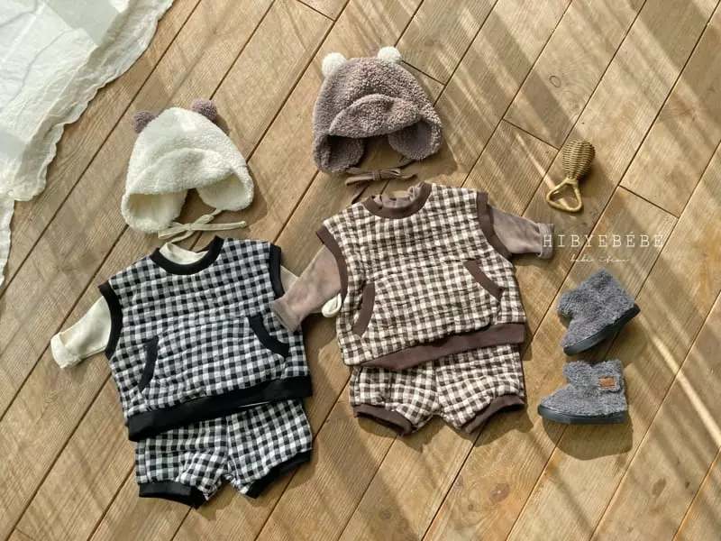 Hi Byebebe - Korean Baby Fashion - #babylifestyle - Kale Check Vest Top Bottom Set