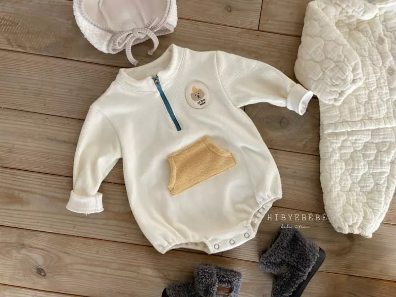 Hi Byebebe - Korean Baby Fashion - #babyoutfit - Bear Half Neck Rib Bodysuit - 5