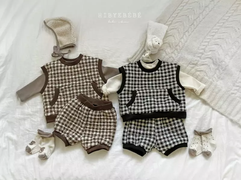 Hi Byebebe - Korean Baby Fashion - #babyootd - Kale Check Vest Top Bottom Set - 4