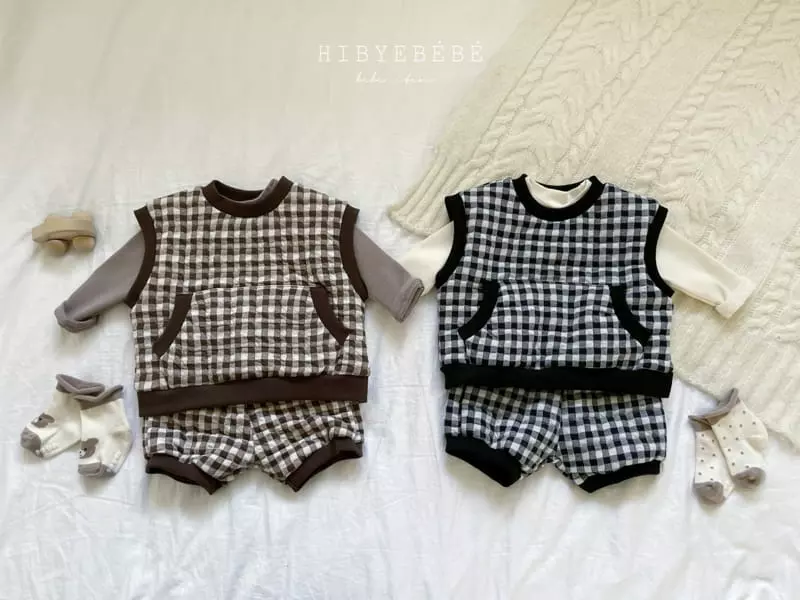 Hi Byebebe - Korean Baby Fashion - #babyoutfit - Kale Check Vest Top Bottom Set - 5
