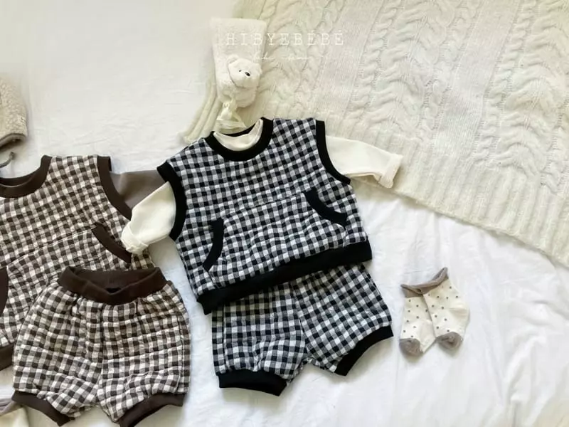 Hi Byebebe - Korean Baby Fashion - #babywear - Kale Check Vest Top Bottom Set - 6