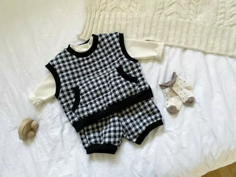 Hi Byebebe - Korean Baby Fashion - #onlinebabyboutique - Kale Check Vest Top Bottom Set - 7