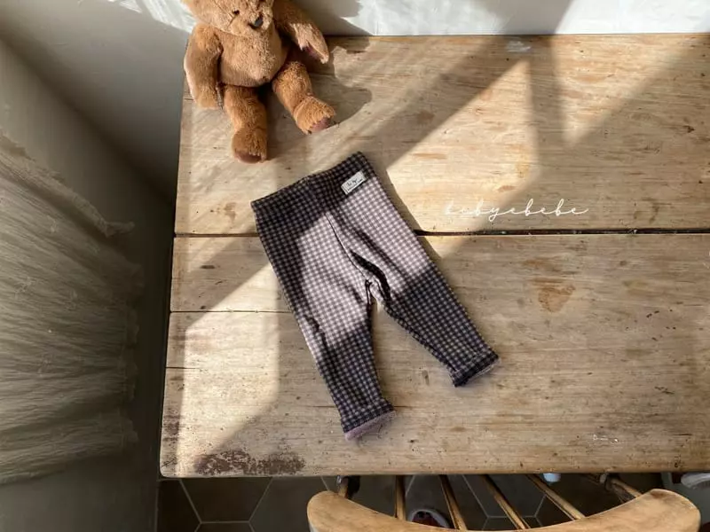 Hi Byebebe - Korean Baby Fashion - #onlinebabyboutique - Check Mink Leggings - 6