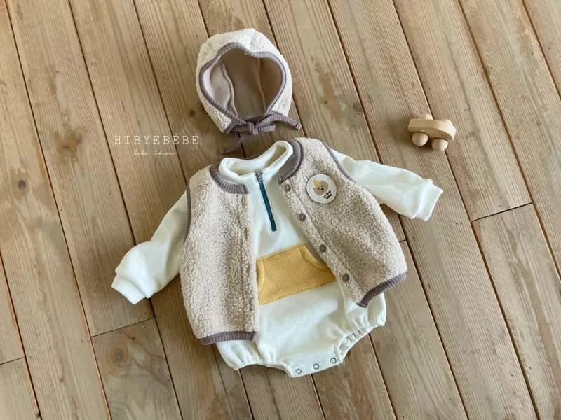 Hi Byebebe - Korean Baby Fashion - #onlinebabyshop - Bear Half Neck Rib Bodysuit - 9