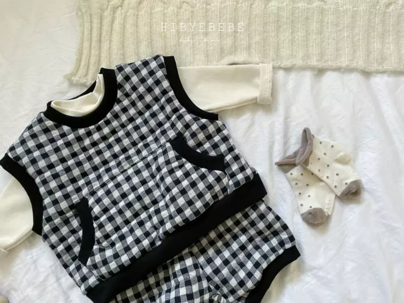 Hi Byebebe - Korean Baby Fashion - #onlinebabyshop - Kale Check Vest Top Bottom Set - 8