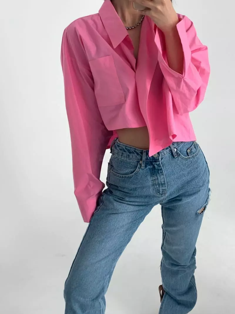 Highcolor - Korean Women Fashion - #momslook - Crop Shirt - 10