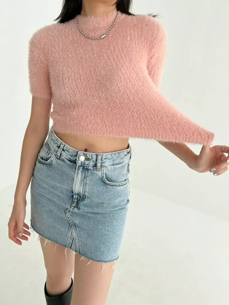 Highcolor - Korean Women Fashion - #momslook - Cotton Candy Knit Tee - 9