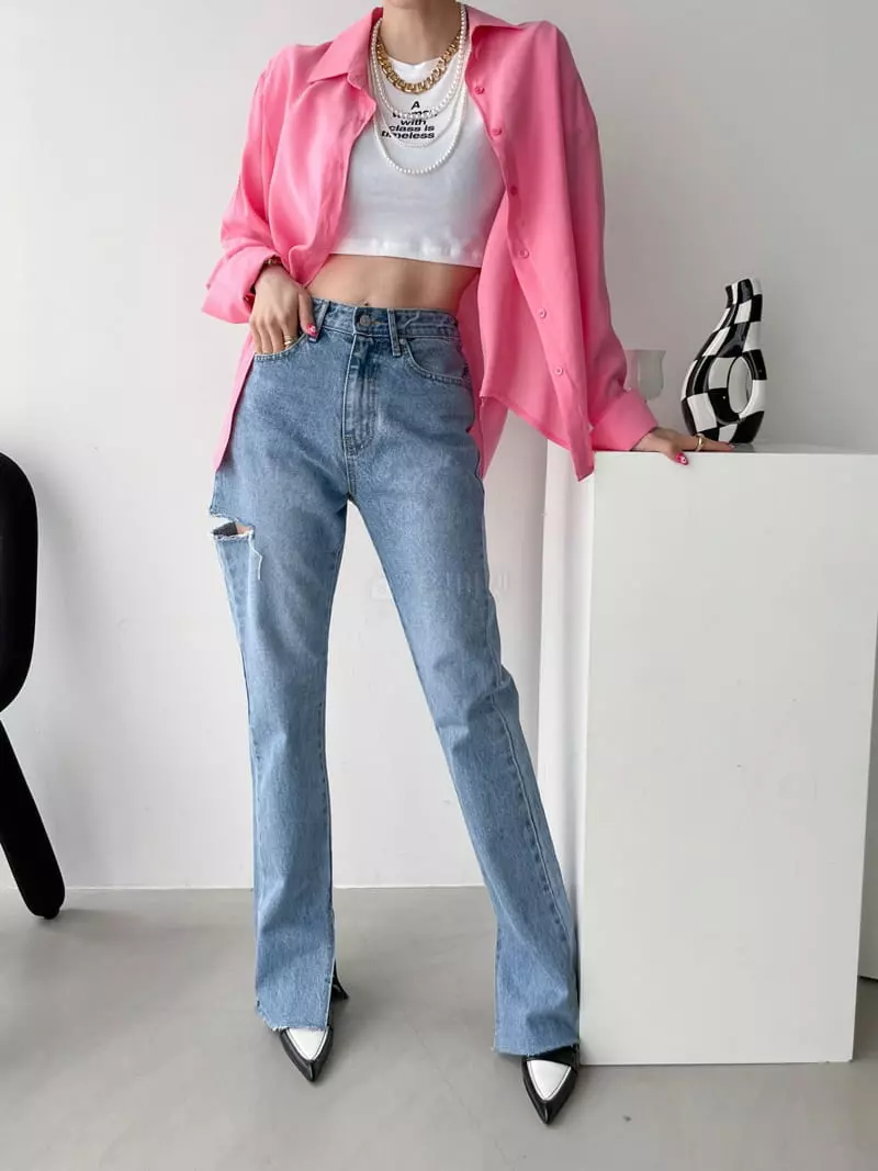 Highcolor - Korean Women Fashion - #momslook - Cut Jeans - 9
