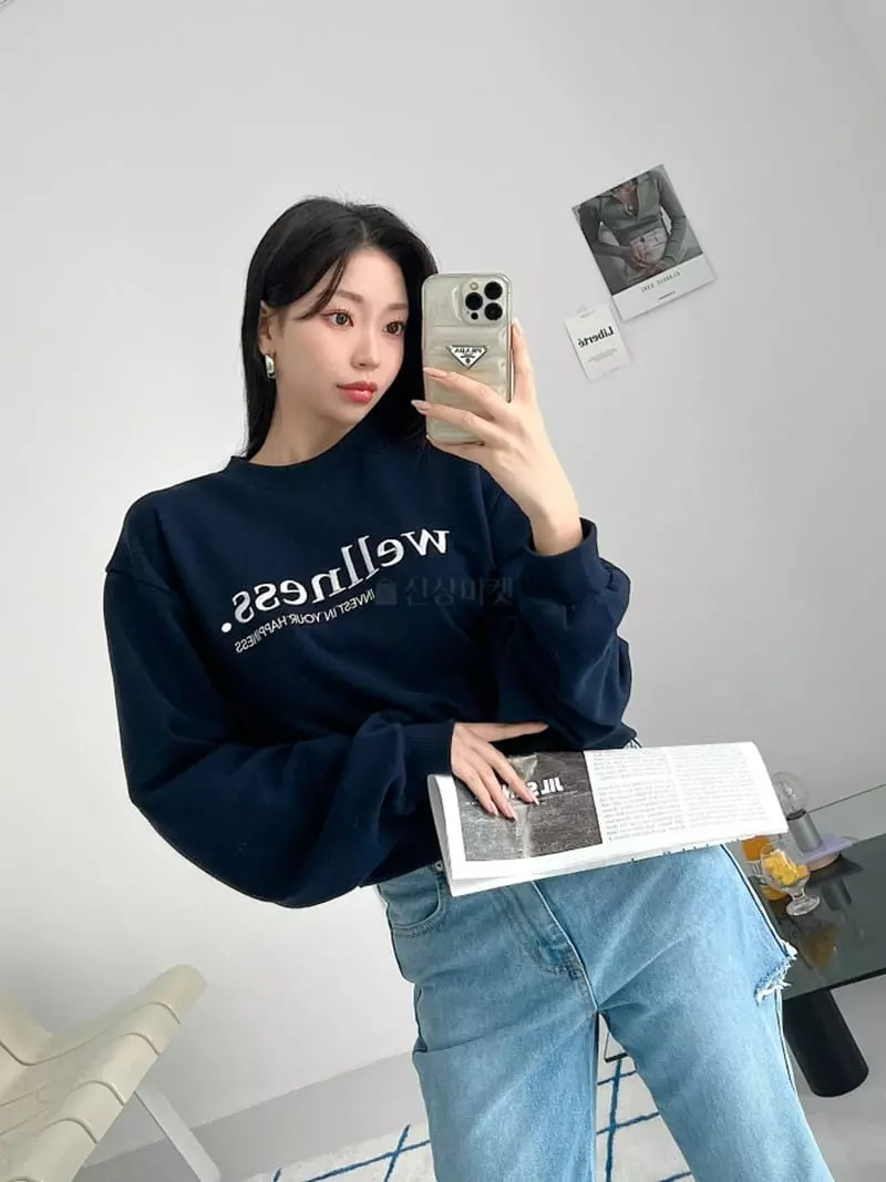 Highcolor - Korean Women Fashion - #romanticstyle - Embrodiery Sweatshirt