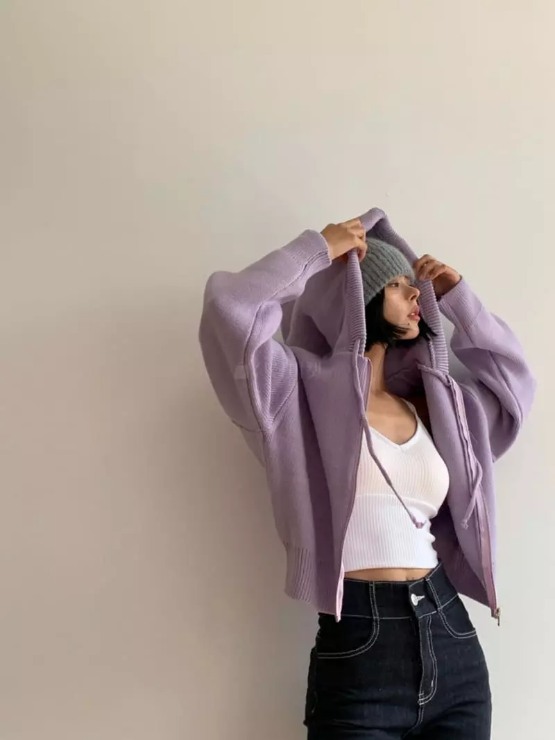 Highcolor - Korean Women Fashion - #shopsmall - Knit Zip-up