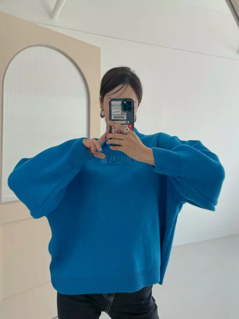 Highcolor - Korean Women Fashion - #womensfashion - Collar Sweatshirt Knit  - 6