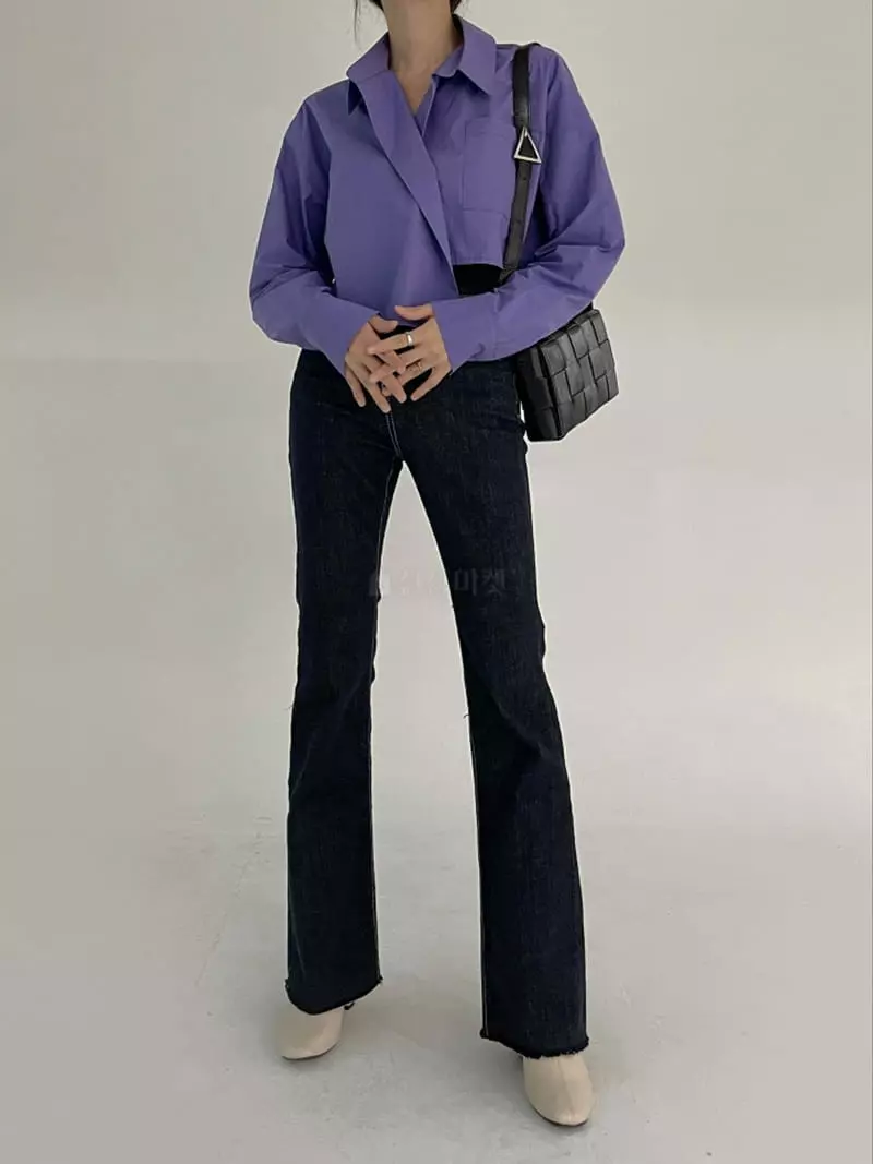 Highcolor - Korean Women Fashion - #womensfashion - Crop Shirt