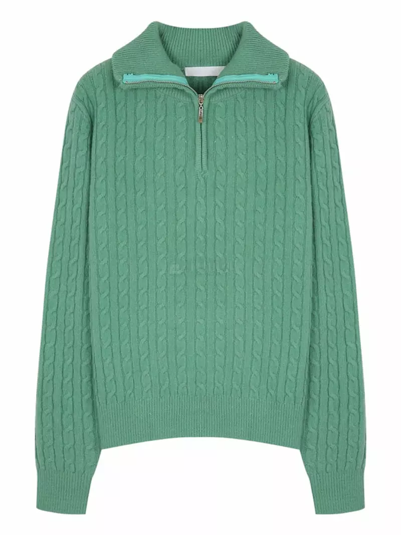 Ifuhouse - Korean Women Fashion - #momslook - Cable Zip-up Knit Tee - 12