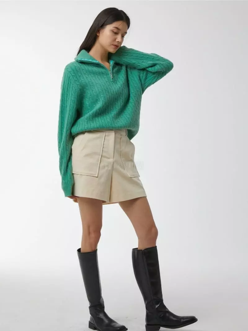 Ifuhouse - Korean Women Fashion - #thelittlethings - Cable Zip-up Knit Tee - 4