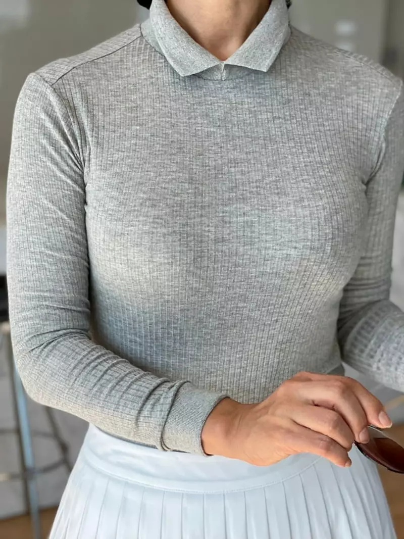 Ifuhouse - Korean Women Fashion - #momslook - Rib Collar Tee - 7