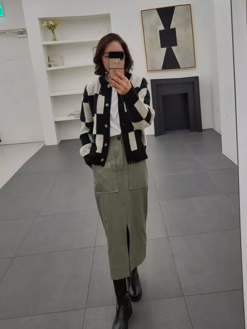 Ifuhouse - Korean Women Fashion - #momslook - Square Knit Cardigan - 3