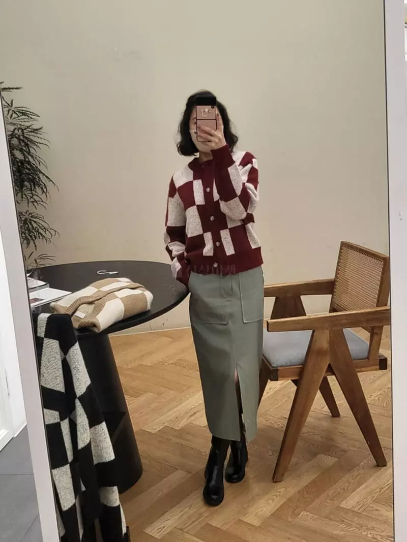 Ifuhouse - Korean Women Fashion - #momslook - Square Knit Cardigan - 5