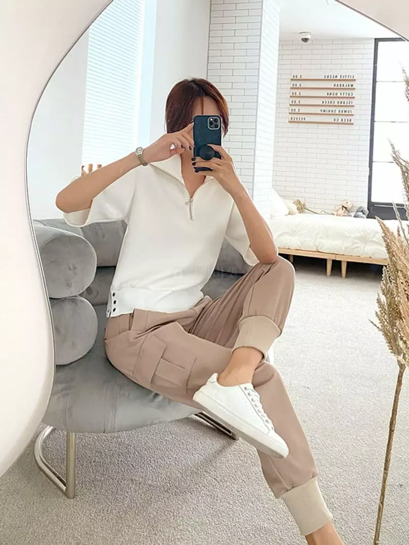 Ifuhouse - Korean Women Fashion - #momslook - Cham Zip-up Tee