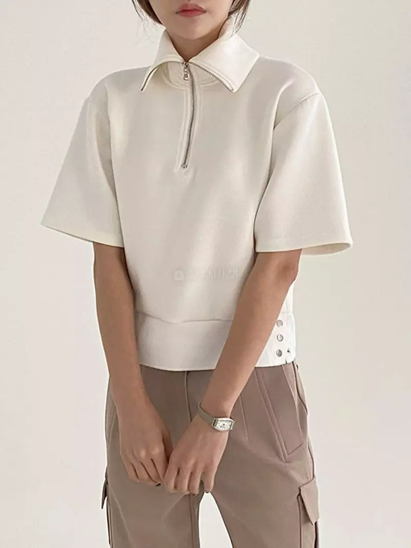 Ifuhouse - Korean Women Fashion - #momslook - Cham Zip-up Tee - 5