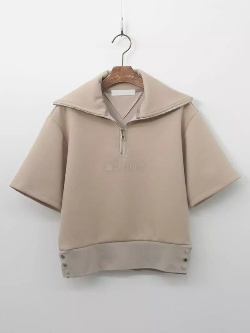 Ifuhouse - Korean Women Fashion - #momslook - Cham Zip-up Tee - 9