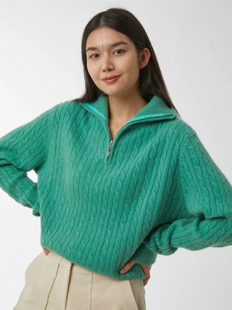 Ifuhouse - Korean Women Fashion - #thatsdarling - Cable Zip-up Knit Tee - 2