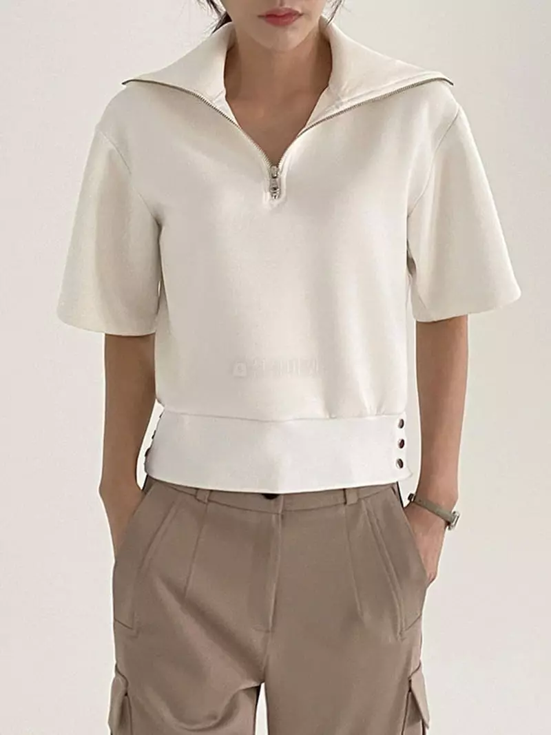 Ifuhouse - Korean Women Fashion - #womensfashion - Cham Zip-up Tee - 2
