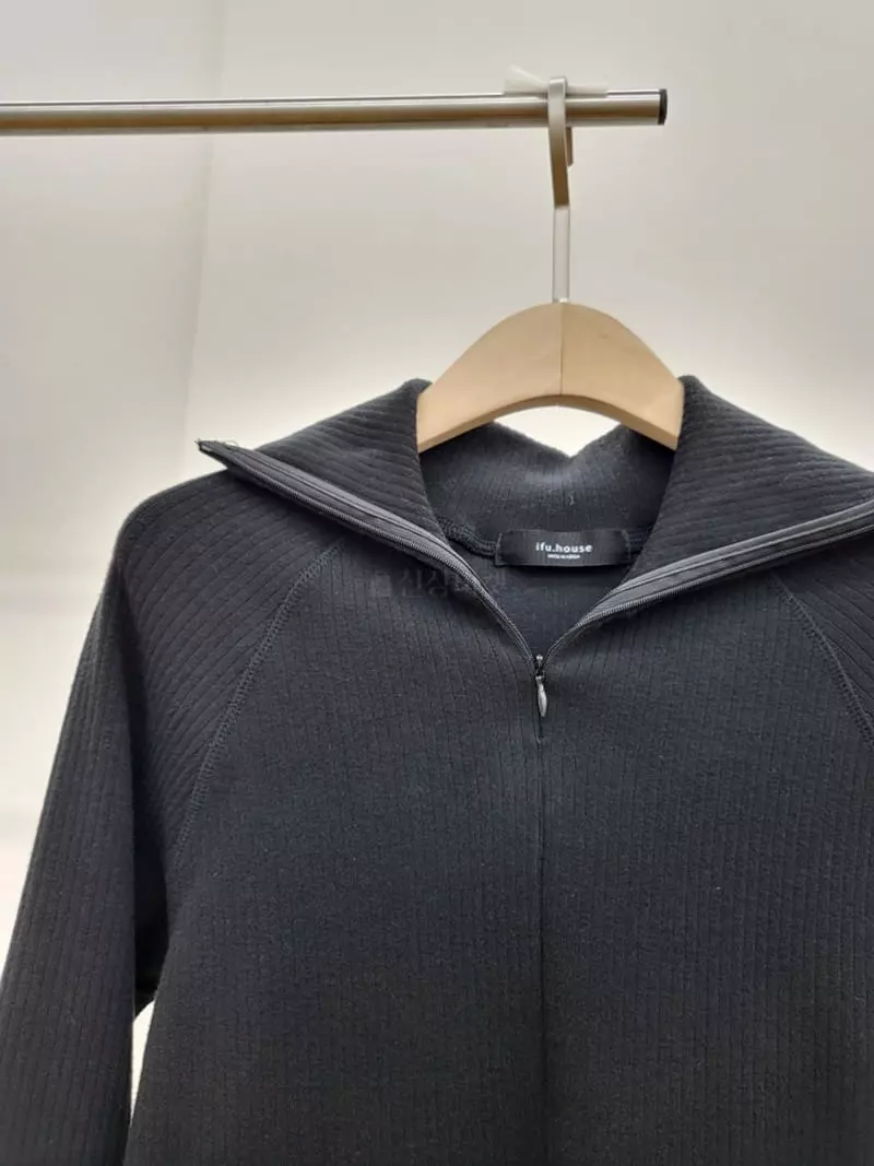 Ifuhouse - Korean Women Fashion - #womensfashion - Rib Half Zip-up Tee - 12