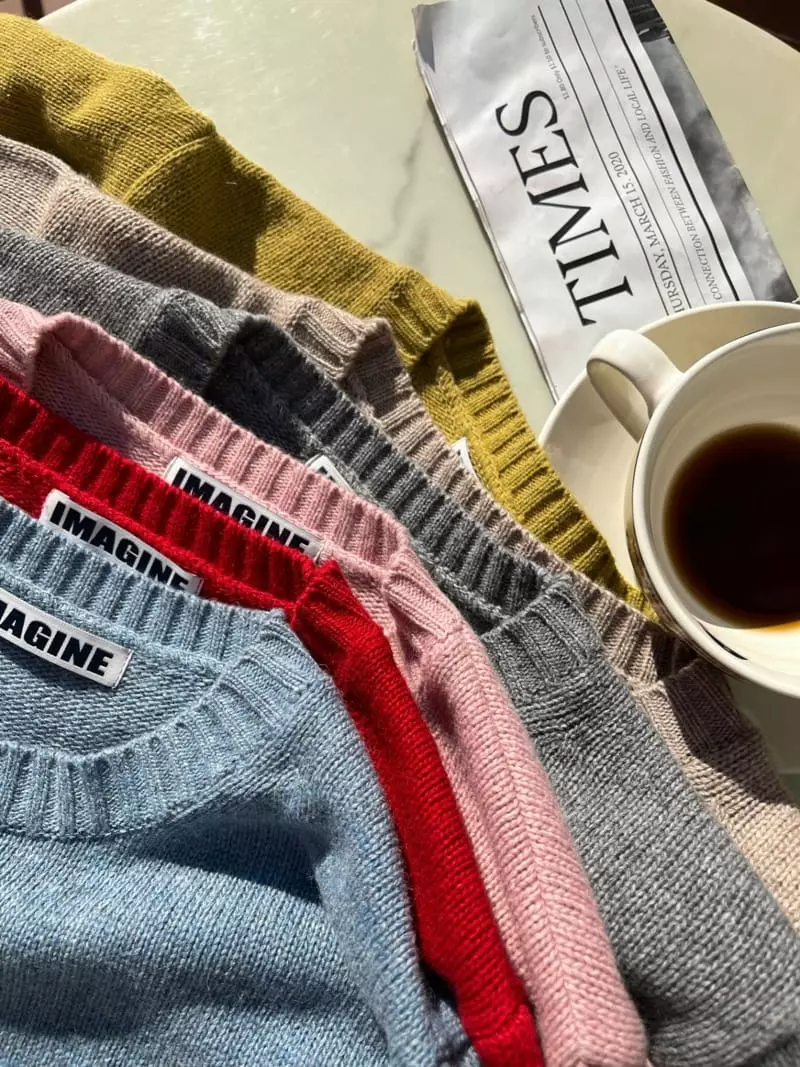 Imagine - Korean Women Fashion - #momslook - French Knit Tee - 8