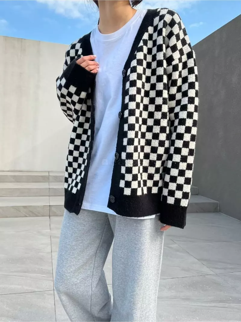 Imagine - Korean Women Fashion - #momslook - Check Board Cardigan - 2