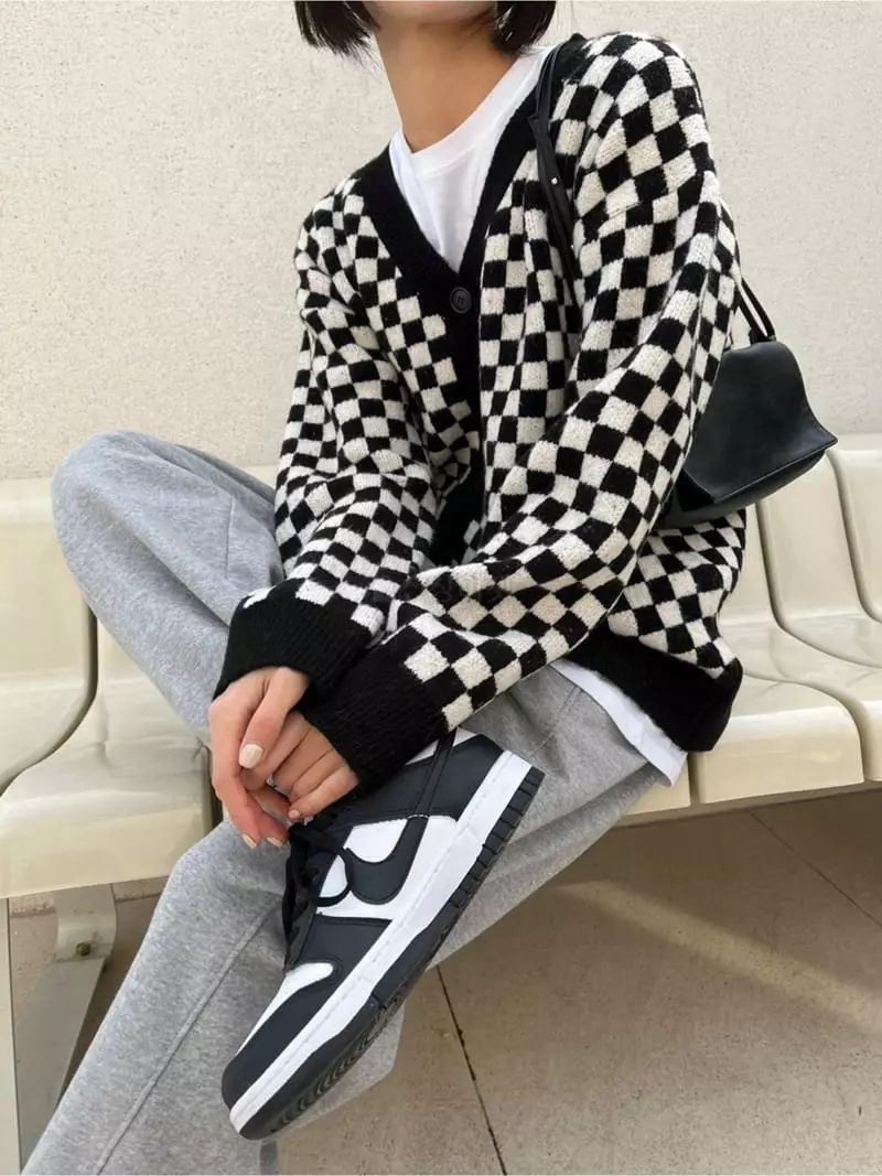 Imagine - Korean Women Fashion - #momslook - Check Board Cardigan - 6
