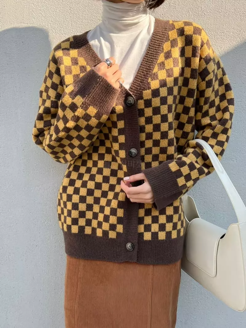 Imagine - Korean Women Fashion - #vintagekidsstyle - Check Board Cardigan - 11