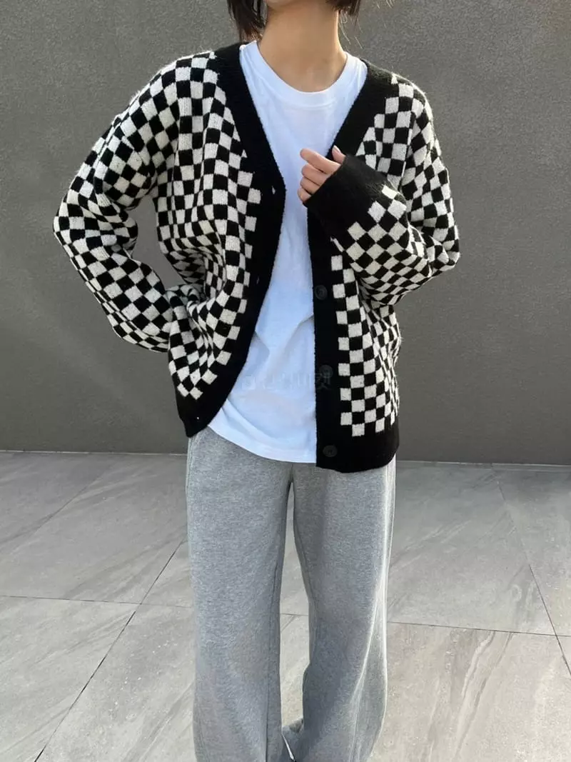 Imagine - Korean Women Fashion - #womensfashion - Check Board Cardigan