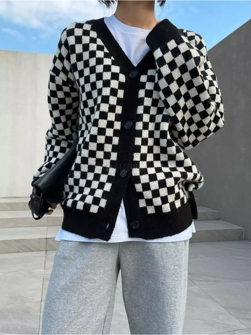 Imagine - Korean Women Fashion - #womensfashion - Check Board Cardigan - 3