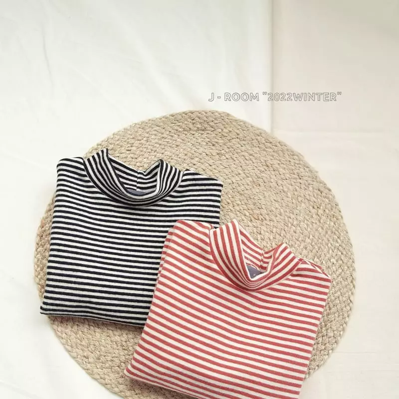 J-Room - Korean Children Fashion - #kidzfashiontrend - Stripes Turtleneck Tee - 2