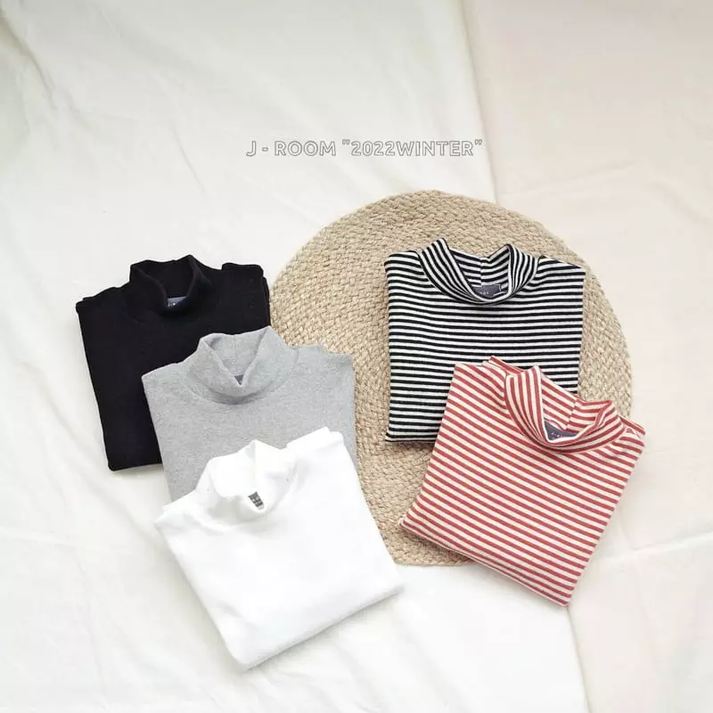 J-Room - Korean Children Fashion - #prettylittlegirls - Stripes Turtleneck Tee - 7