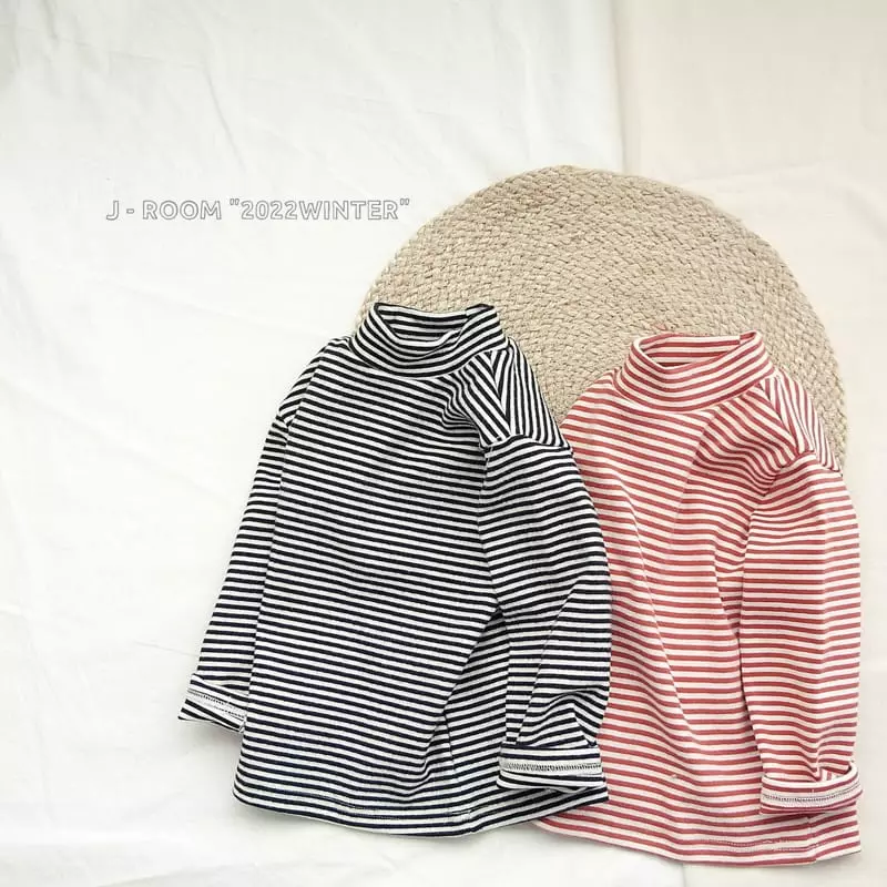 J-Room - Korean Children Fashion - #todddlerfashion - Stripes Turtleneck Tee - 8